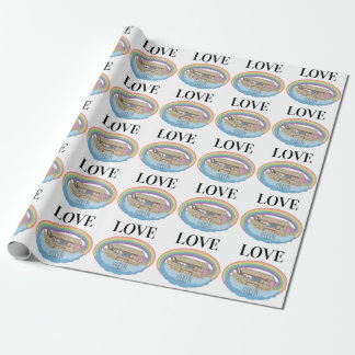 Love Rainbow Noah's Ark custom Name Wrapping Paper