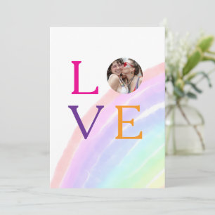 LOVE RAINBOW PHOTO LETTER PRIDE LGBTQ GIFTS CUSTOM INVITATION