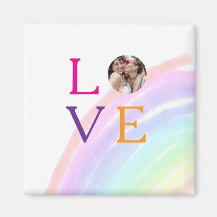 LOVE RAINBOW PHOTO LETTER PRIDE LGBTQ GIFTS CUSTOM MAGNET