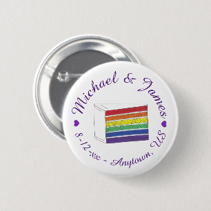 LOVE  Rainbow Wedding Cake Purple Heart Gay Pride 6 Cm Round Badge