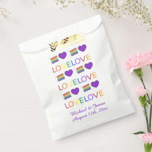 LOVE Rainbow Wedding Cake Purple Heart Pride Favour Bag