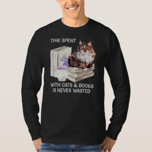 Love Reading Books And Orange Cats Watercolor Art T-Shirt