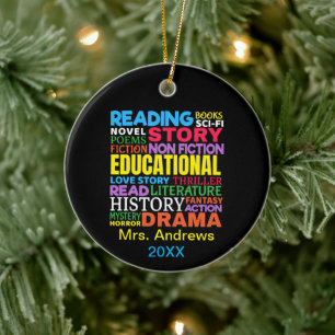 Love Reading Books - Genre Word Art Ceramic Ornament