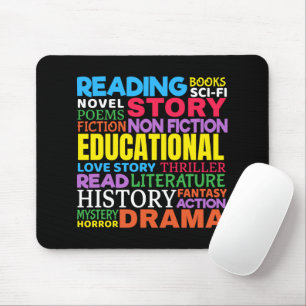 Love Reading Books - Genre Word Art Mouse Pad