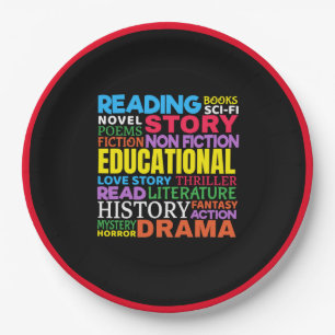 Love Reading Books - Genre Word Art Paper Plate