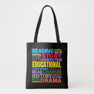 Love Reading Books - Genre Word Art Tote Bag