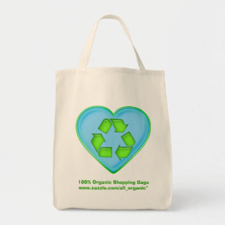 Love Recycling Ocean Heart Tote Bag Promo