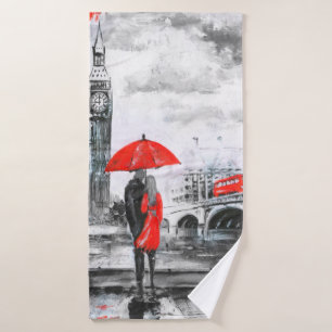 Love red and gray - umbrella bath towel