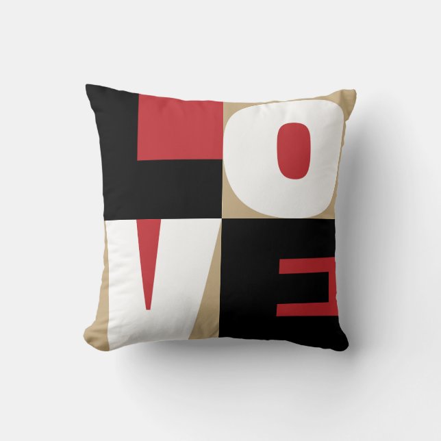 Love Red Black Gold Clean-Cut Letter Art Design Cushion (Front)