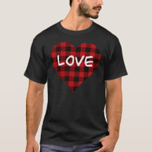Love, red buffalo plaid pattern, valentine heart
