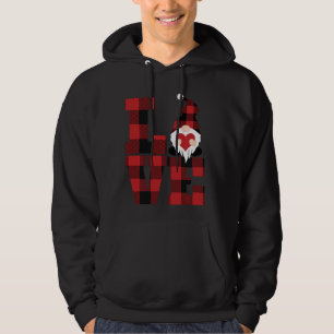 Love Red Buffalo Plaid Valentines Day Gnome Hoodie