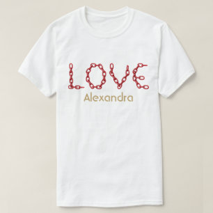 Love Red Chain Letters Gold Name Personalized T-Shirt