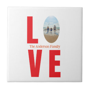 Love red family photo oval shape modern simple ceramic tile