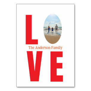 Love red family photo oval shape modern simple  table number