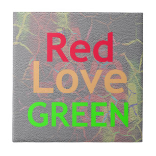 LOVE RED GOLDEN GREEN CERAMIC TILE