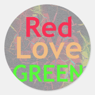 LOVE RED GOLDEN GREEN CLASSIC ROUND STICKER