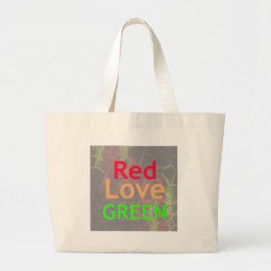 LOVE RED GOLDEN GREEN LARGE TOTE BAG