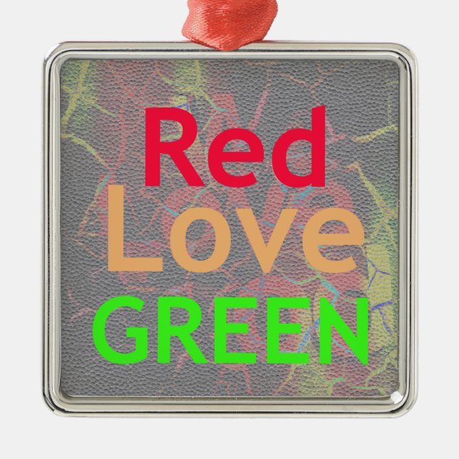 LOVE RED GOLDEN GREEN METAL ORNAMENT (Front)