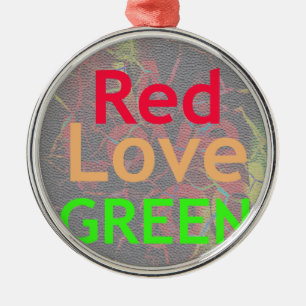 LOVE RED GOLDEN GREEN METAL TREE DECORATION