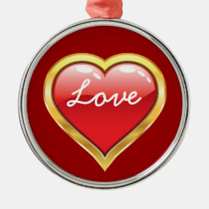 Love Red Golden Heart Valentine’s Day ornament