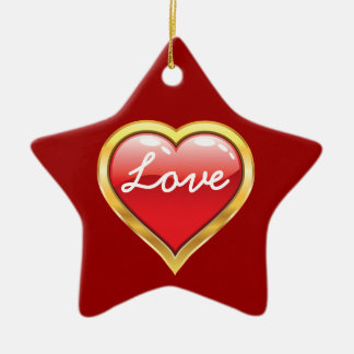 Love Red Golden Heart Valentine’s Day ornament