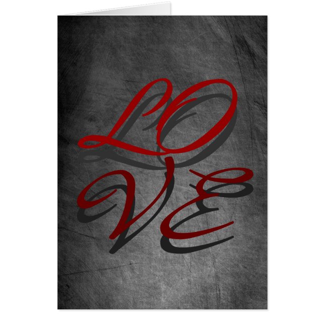 Love Red Grey Script Chalkboard Greeting Card (Front)