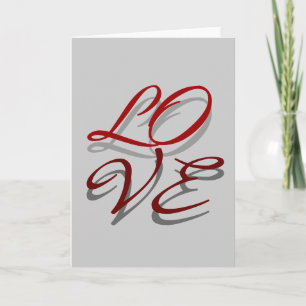 Love Red Grey Script Greeting Card