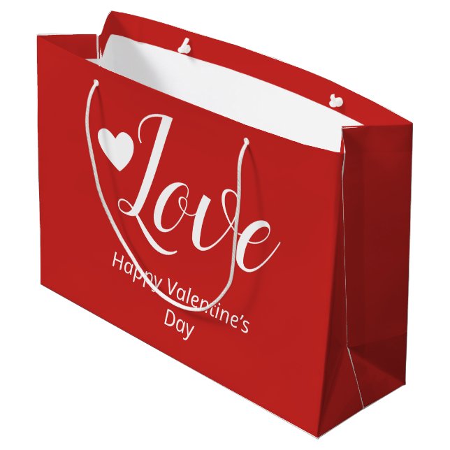 Love Red Happy Valentine’s Day Large Gift Bag (Back Angled)