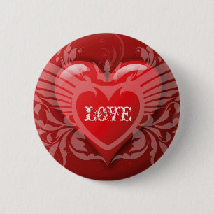 Love red heart 6 cm round badge