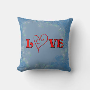 Love Red Heart Blue Hearts  Cushion