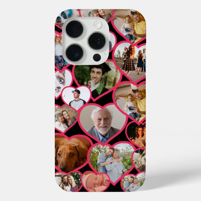 Love Red Heart | Custom 19 Photos Collage & Text Case-Mate iPhone Case (Back)