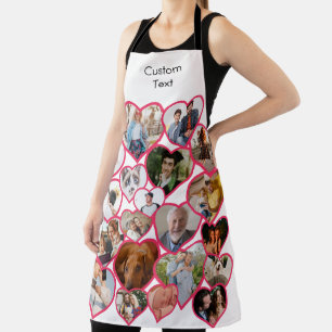 Love Red Heart Custom 20 Photos Collage & Text Apron