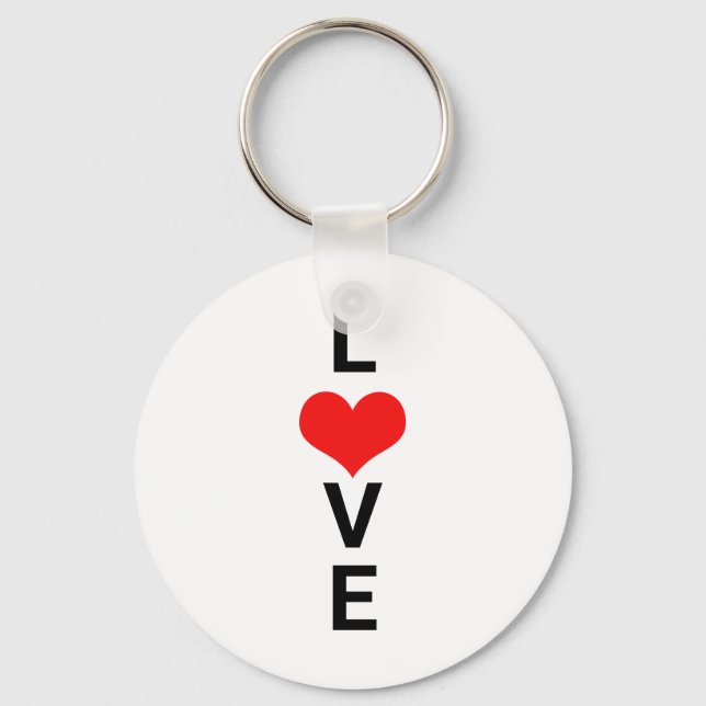 Love Red Heart Cute Valentine's Day Weddings Key Ring (Front)