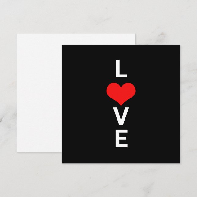 Love Red Heart Cute Valentine's Day White Black Card (Front/Back)