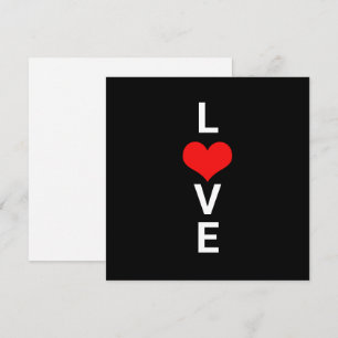 Love Red Heart Cute Valentine's Day White Black Card