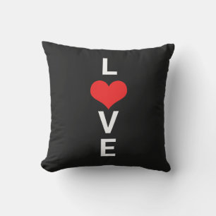 Love Red Heart Cute Valentine's Day White Black Cushion