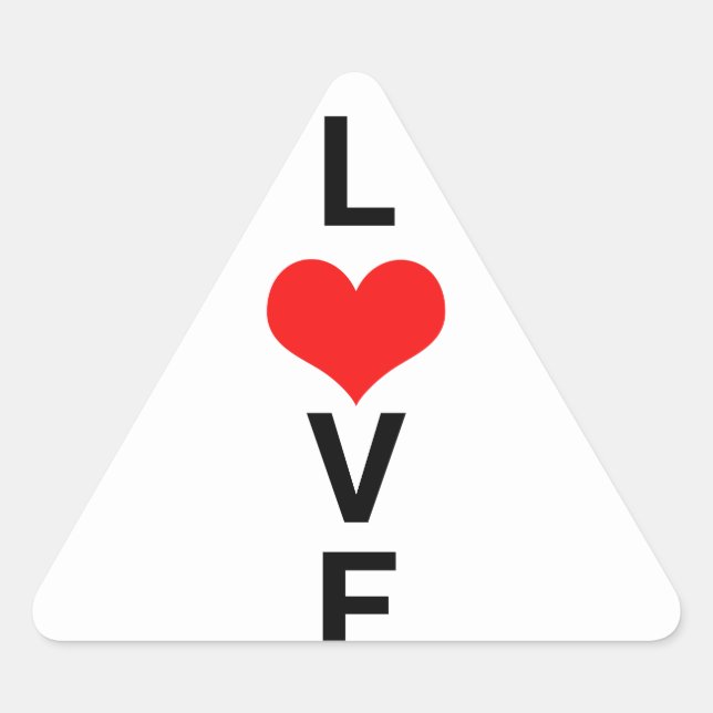 Love Red Heart Cute Valentine's Day White Custom Triangle Sticker (Front)