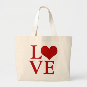 Love, red heart/DIY text Large Tote Bag