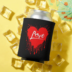 LOVE RED HEART MELTING VALENTINES DAY CAN COOLER