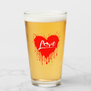 LOVE RED HEART MELTING VALENTINES DAY GLASS
