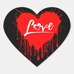 LOVE RED HEART MELTING VALENTINES DAY STICKER