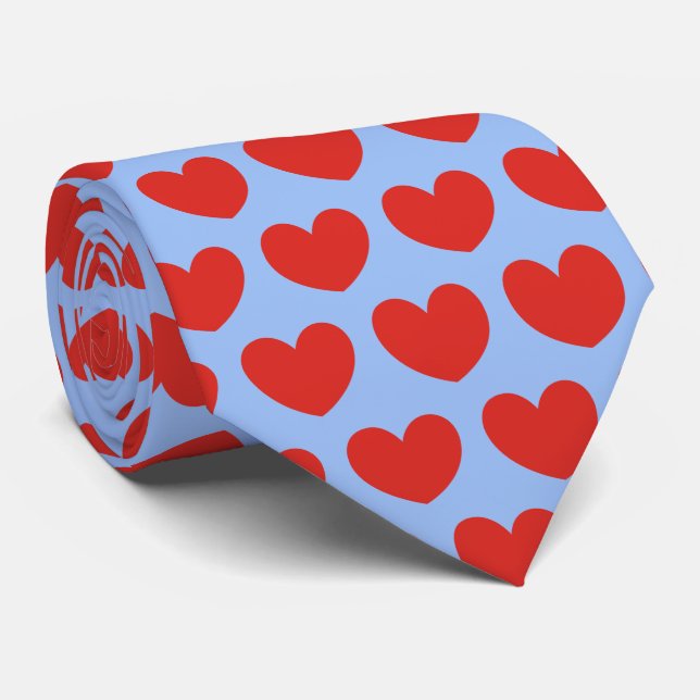 Love Red Heart Pattern Sweetheart Tie (Rolled)