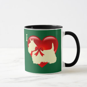 Love/red heart Scottish Terrier, Kelly/Irish green Mug