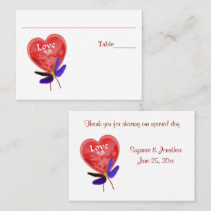Love Red Heart Wedding Table Place Card