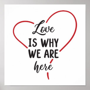 Love Red Heart White Black Wedding Bridal Shower Poster