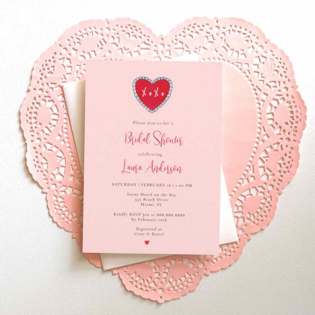 Love Red Heart XOXO Bridal Shower Invitation (Creator Uploaded)