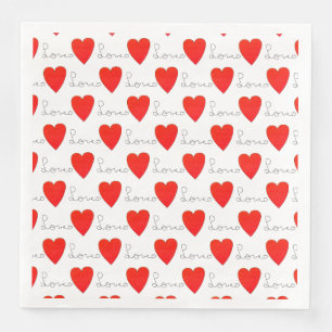 Love Red Hearts Napkin