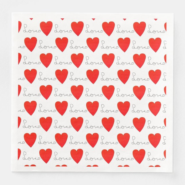 Love Red Hearts Napkin (Front)
