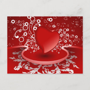 love red hearts postcard