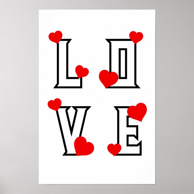 LOVE red hearts Poster (Front)